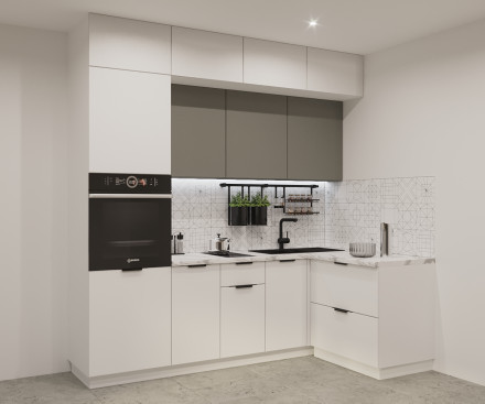 Кухня «Фаска Тальк Обсидиан - 9 (2400х1400 мм)»