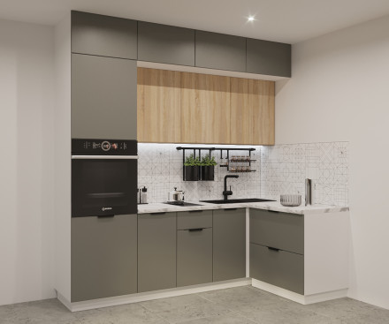 Кухня «Фаска Дуб сонома Обсидиан - 8 (2400х1400 мм)»