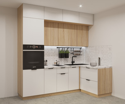 Кухня «Фаска Дуб сонома Тальк - 7 (2300х1200 мм)»