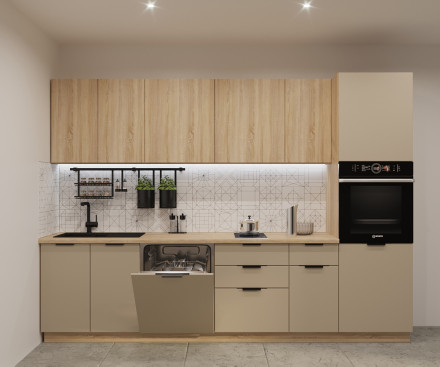 Кухня «Фаска Дуб сонома Пикрит - 6 (3000 мм)»