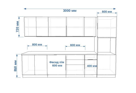 Кухня «Фаска Дуб сонома Пикрит - 6 (3000 мм)»