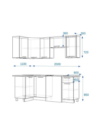 Кухня «Акация - 12 (1100х2000 мм) »