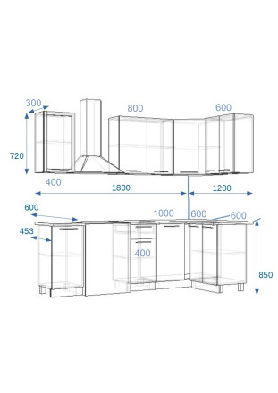Кухня «Акация - 13 (1800х1200 мм) »