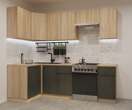 Кухня «Дуб сонома Бетон темный Лайн 32 (1200х2400 мм)»