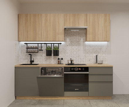 Кухня «Дуб сонома Обсидиан Лайн - 40 (2400 мм)»