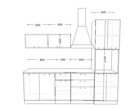 Кухня «Роялвуд Голубой Вегас - 10 (2400 мм)»