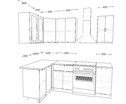 Кухня «Роялвуд Голубой Вегас - 12 (1400х1600 мм)»