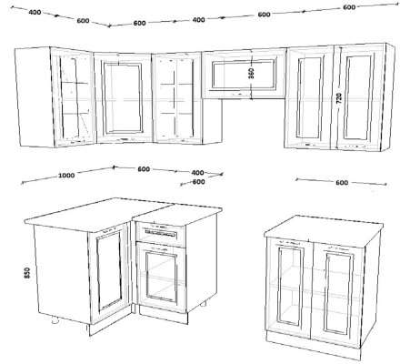Кухня «Белый Вегас - 10 (1000х2200 мм)»