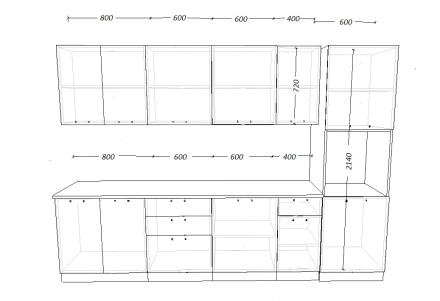 Кухня «Роялвуд Голубой Вегас - 17 (3000 мм)»