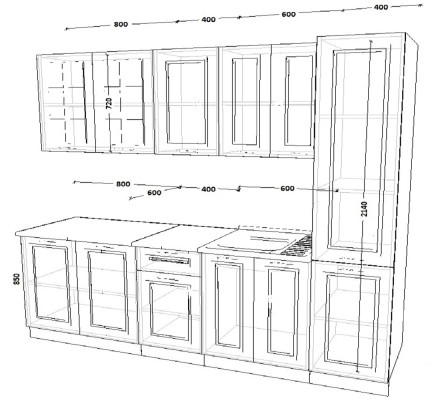 Кухня «Белый Вегас - 12 (2200 мм)»