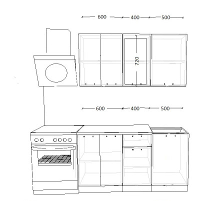 Кухня «Роялвуд Голубой Вегас - 2 (1500 мм)»