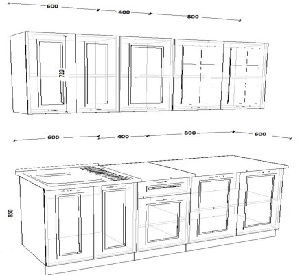 Кухня «Белый Вегас - 14  (1800 мм)»