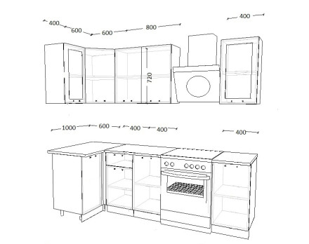 Кухня «Роялвуд Голубой Вегас - 3 (1000х1800 мм)»
