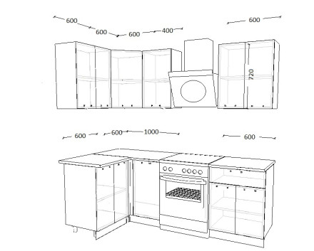 Кухня «Роялвуд Голубой Вегас - 4 (1200х1600 мм)»