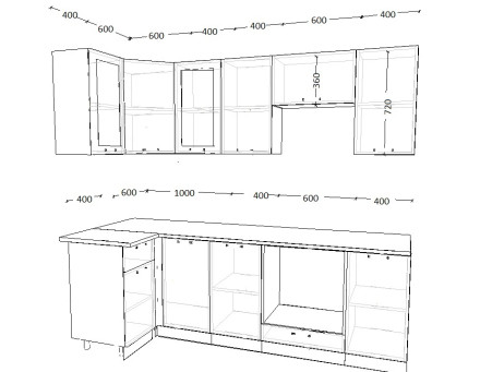 Кухня «Роялвуд Голубой Вегас - 5 (1000х2400 мм)»
