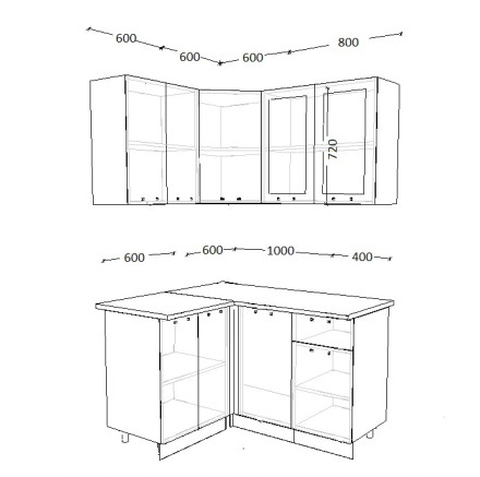 Кухня «Роялвуд Голубой Вегас - 6 (1200х1400 мм)»