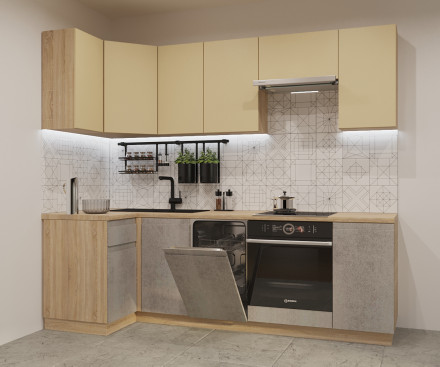 Кухня «Стамбул Бетон светлый Лайн - 27 (1000х2450 мм)»