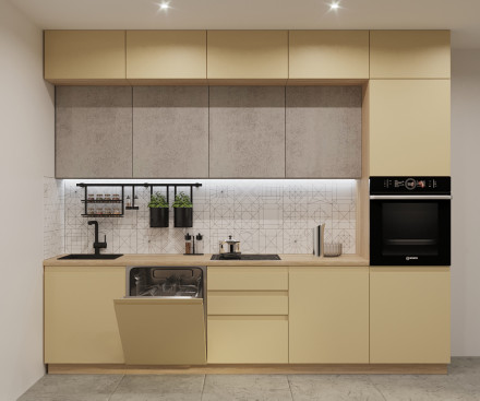 Кухня «Стамбул Бетон светлый Лайн - 55 (3000 мм)»