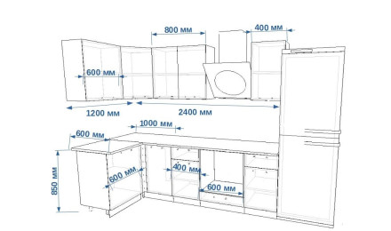 Кухня «Океания Кристалл - 5 (1200х2400 мм)»