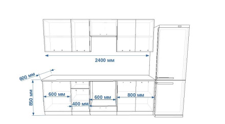 Кухня «Океания Кристалл - 6 (2400 мм)»