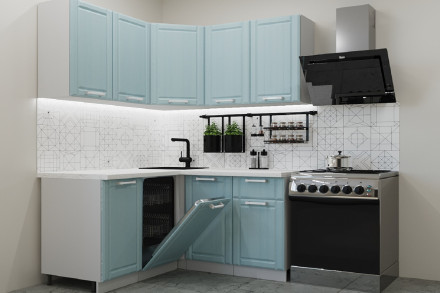 Кухня «РоялВуд Голубой Прованс - 15 (1450х1400 мм)»