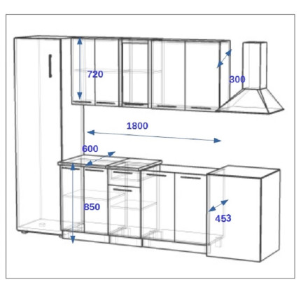 Кухня «РоялВуд Голубой Прованс - 10 (1800 мм)»