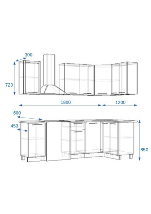 Кухня «РоялВуд Голубой Прованс - 6 (1200х1800 мм)»