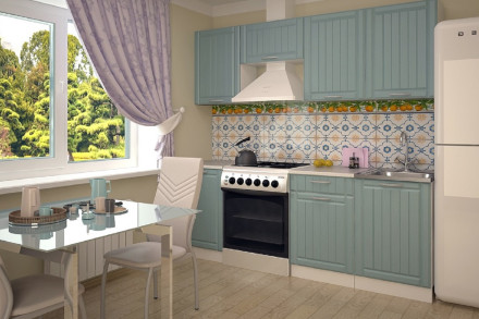 Кухня «РоялВуд Голубой Прованс - 8 (2100 мм)»