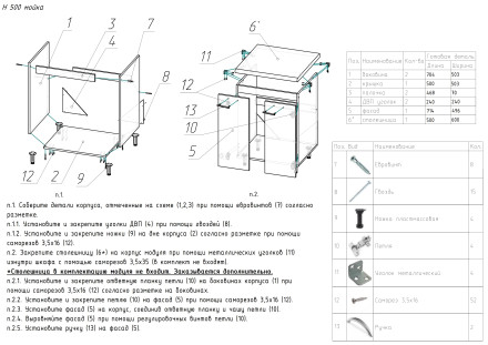 Шкаф нижний 500 мойка Лофт  