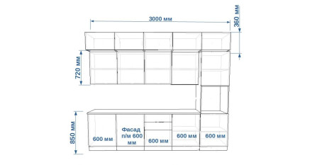 Кухня «Белый глянец - 23 (3000 мм)»