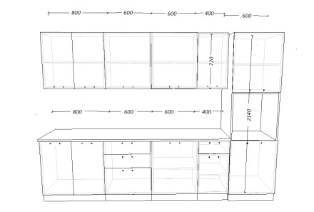 Кухня «Белый глянец - 3 (3000 мм)»