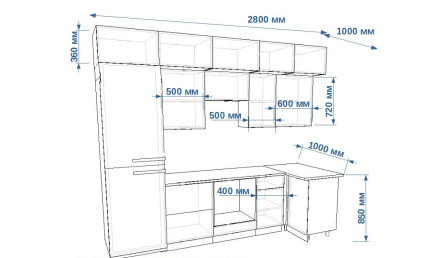 Кухня «Тальк Дуб сонома - 5 (2800х1000 мм)»
