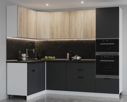 Кухня «Графит шагрень Дуб сонома - 1 (1600х2600 мм)»