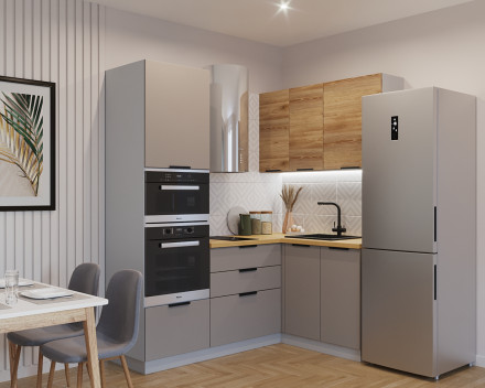 Кухня «Обсидиан Рустик натур - 8 (2000х1400 мм)»