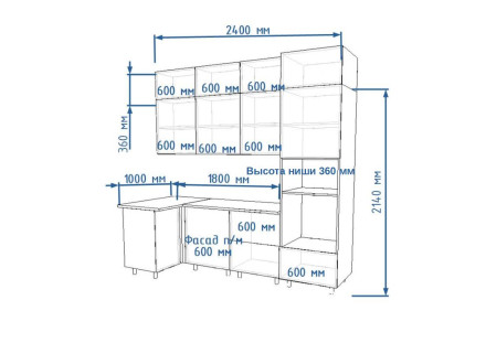 Кухня «Тальк Рустик соломенный - 7 (1000х2400 мм)»