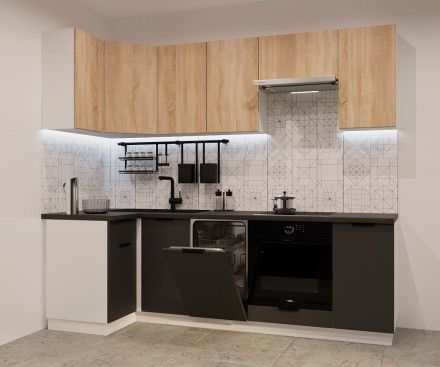 Кухня «Графит шагрень Дуб сонома - 5 (1000х2450 мм) »