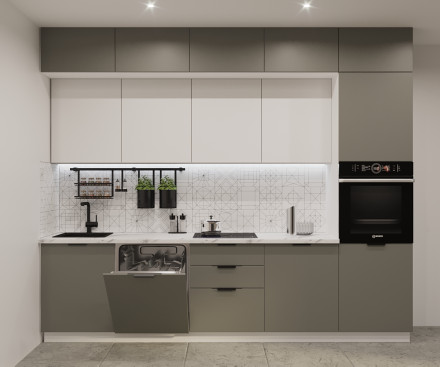 Кухня «Фаска Обсидиан Тальк - 20 (3000 мм)»