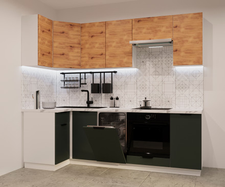 Кухня «Рустик соломенный Олива шагрень - 9 (1000х2450 мм)  »