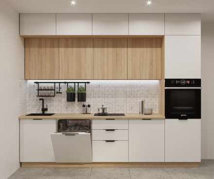 Кухня «Фаска Тальк Дуб сонома - 18 (3000 мм)»