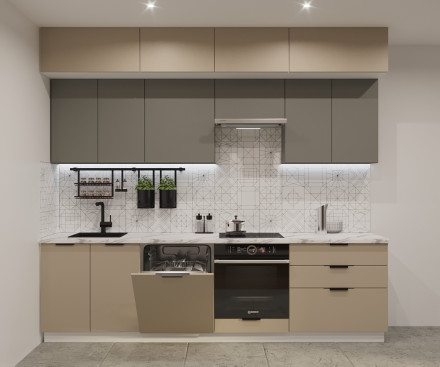 Кухня «Фаска Пикрит Обсидиан - 16 (2800 мм)»