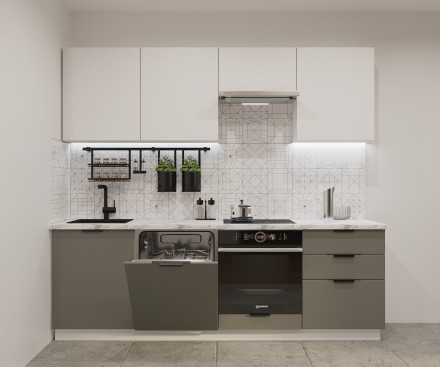 Кухня «Фаска Тальк Обсидиан - 13 (2400 мм)»