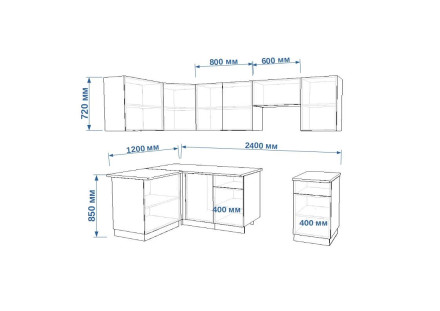 Кухня «Фаска Дуб сонома Бетон темный - 12 (1200х2400 мм) »